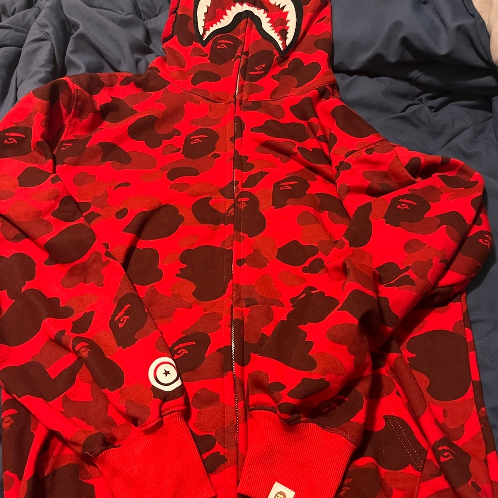 Red full zip bape jacket